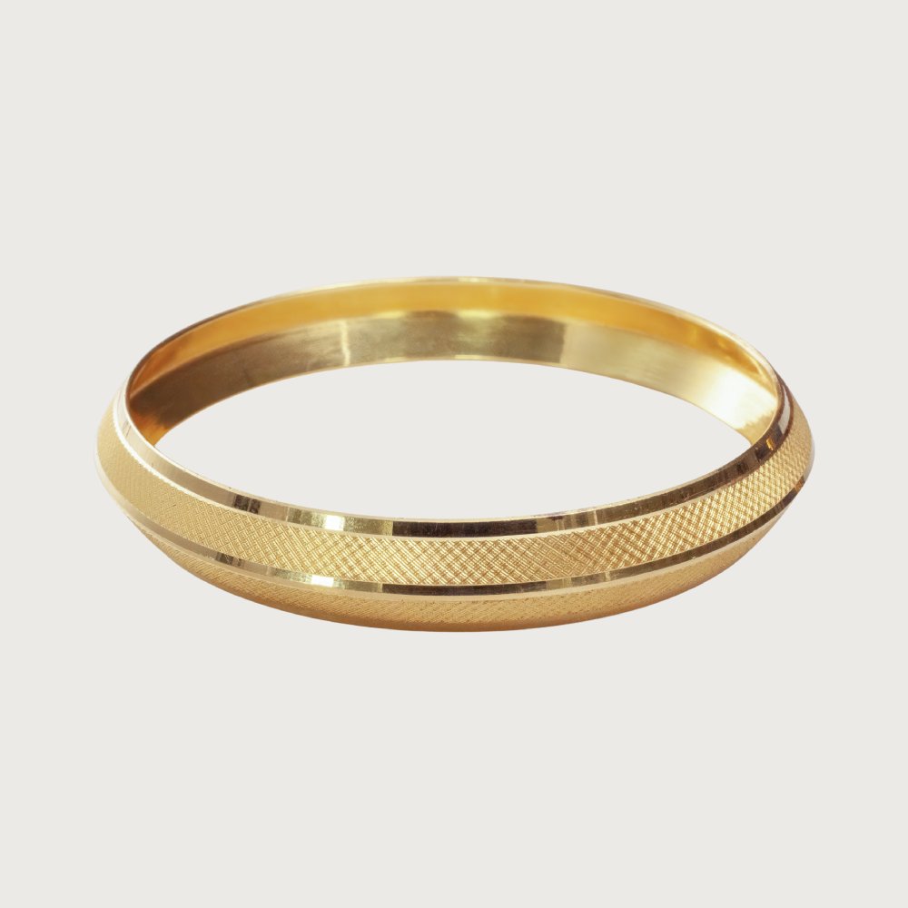 Cross-Hatch Textured Gold Kada Bracelet