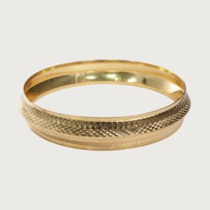 Geometric & Circular Textured Gold Kada Bracelet