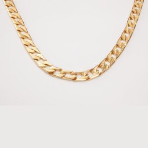 Textured Cuban Link Gold Chain Necklace