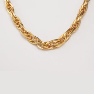 Twisted Interlink Gold Rope Chain Necklace