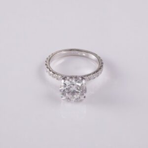 Round Brilliant Diamond Engagement Ring with Pavé Band