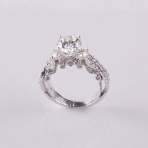 Round Brilliant Diamond Engagement Ring with Vintage-Inspired Band