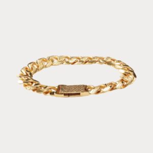 22K Gold Textured Cuban Link Bracelet