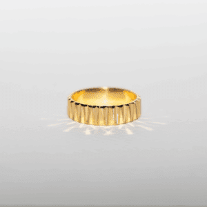 Chevron Textured Gold Band Ring