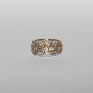 Lattice Diamond Pattern Gold Band Ring