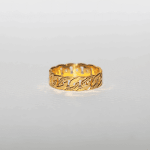 Cuban Link Textured Gold Band Ring