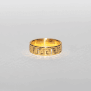 Greek Key Textured Gold Band Ring