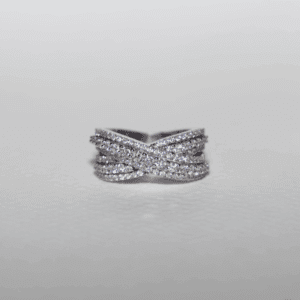 Criss-Cross Diamond Cluster Ring