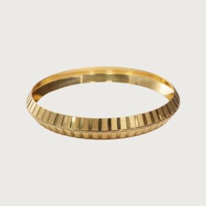Striped Textured Gold Kada Bracelet