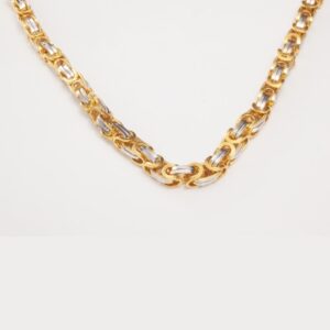 Two-Tone Gold Chain Necklace – Dual Link Designer Pattern