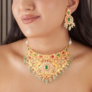 Bridal Choker Set with Emerald & Ruby Stones