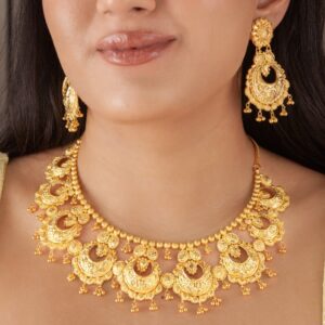 Gold Crescent Moon Necklace Set