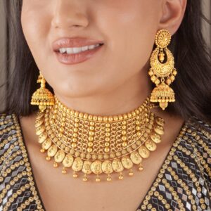 Gold Antique Coin Necklace Set