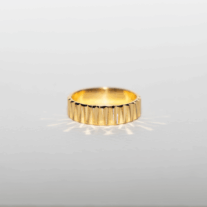 Chevron Textured Gold Band Ring