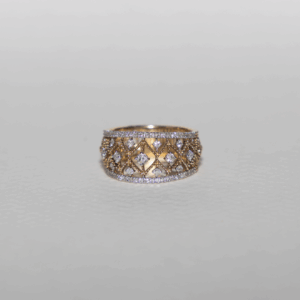 Lattice Diamond Pattern Gold Band Ring