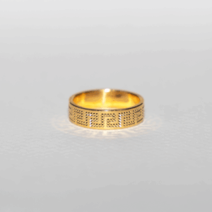 Greek Key Textured Gold Band Ring