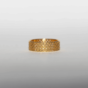 Beaded Texture Gold Band Ring